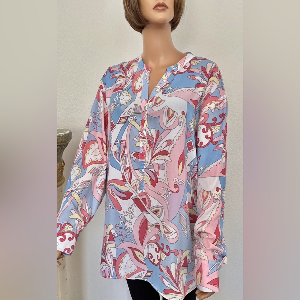 Zac and Rachel Multi-Pattern Blue Purple Tunic M